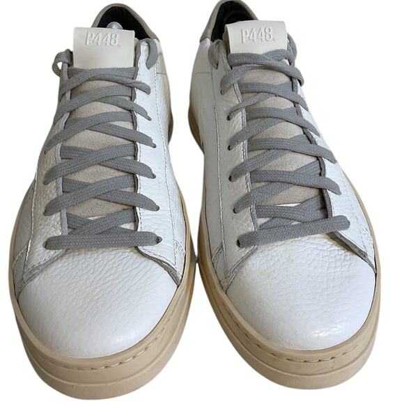 P448 Jack Lace Up Closure Women’s EU 39 US 8 Leather Sneaker White & Gray Italy - Picture 5 of 16